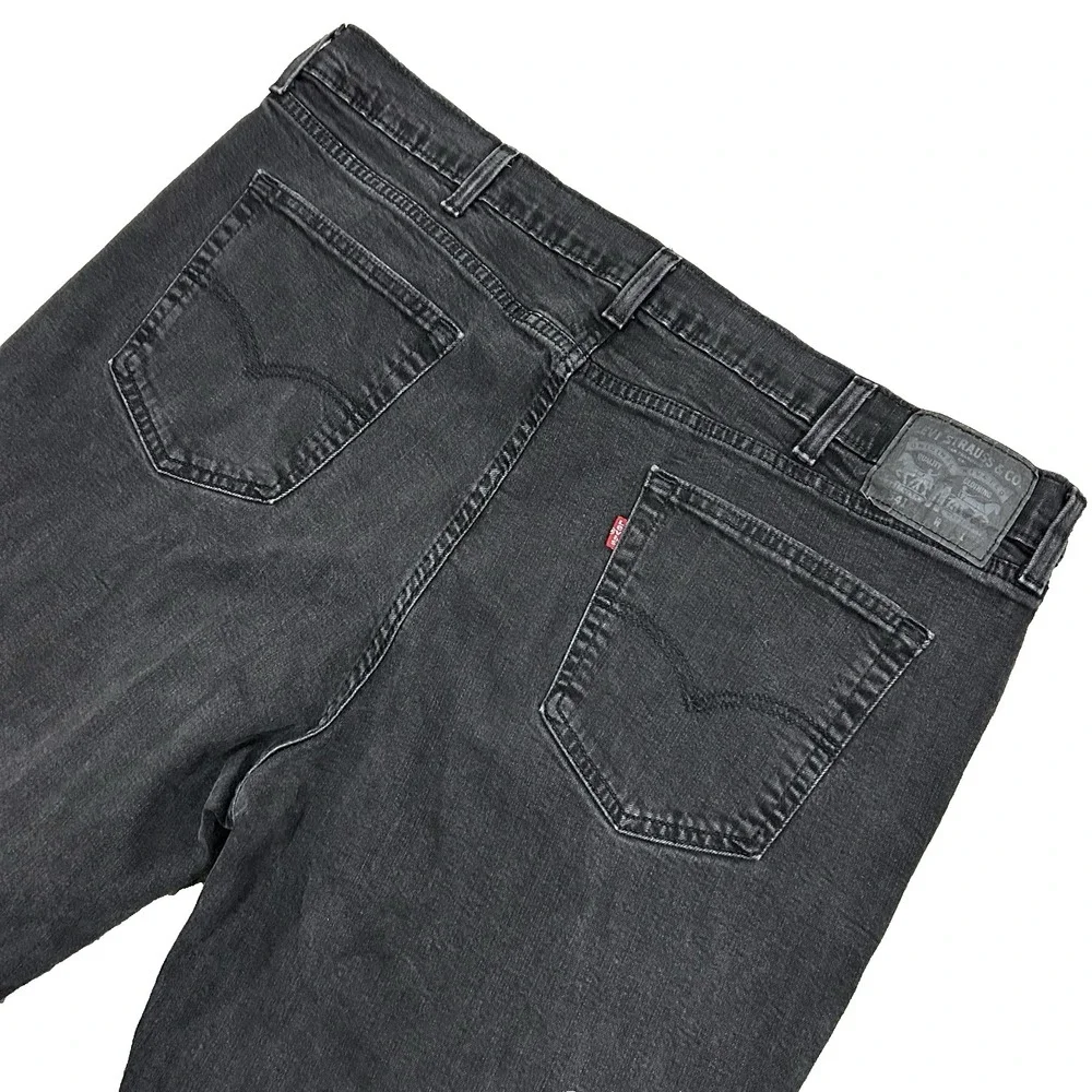 Levis 541 Jeans Mens 46X34‎ (Fits 44X30) Black Denim Athletic Taper Cotton Zip